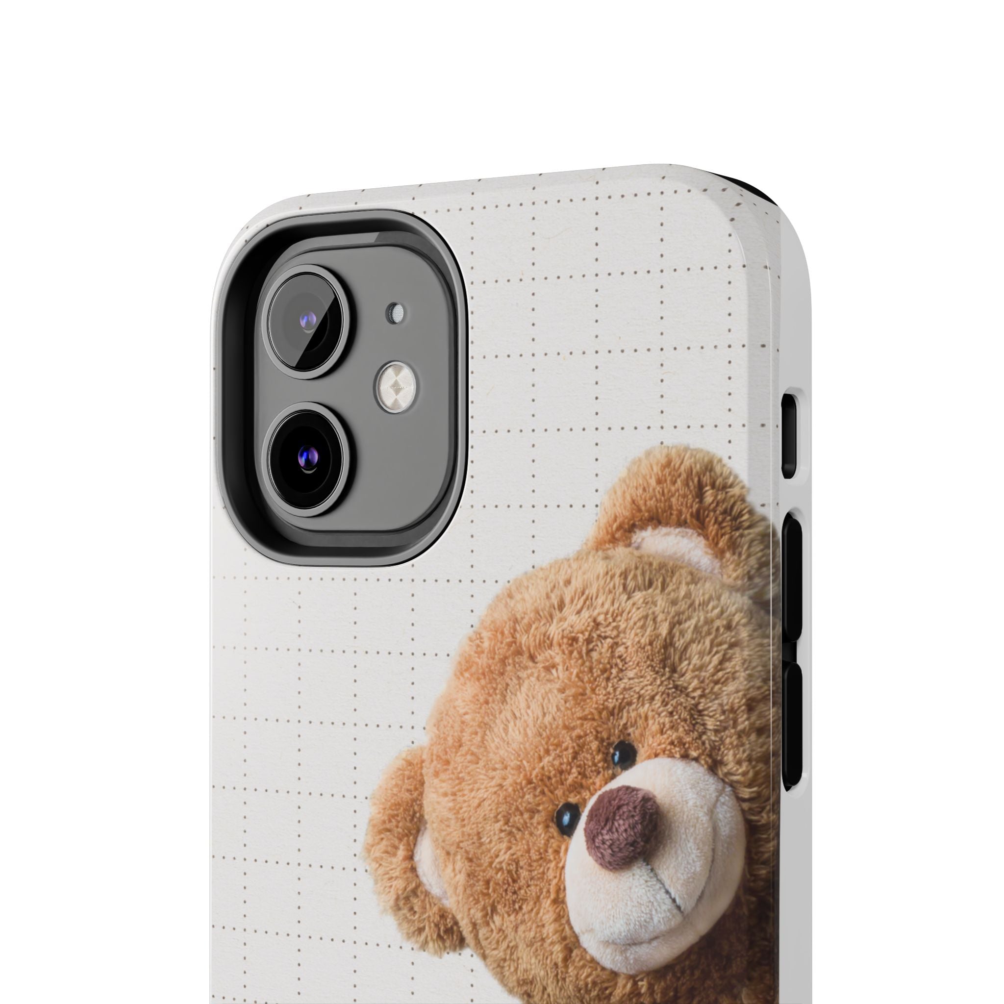 Teddy Bear Tough Phone Case — Cute Plush Peeking Design, Protective Shockproof Cover