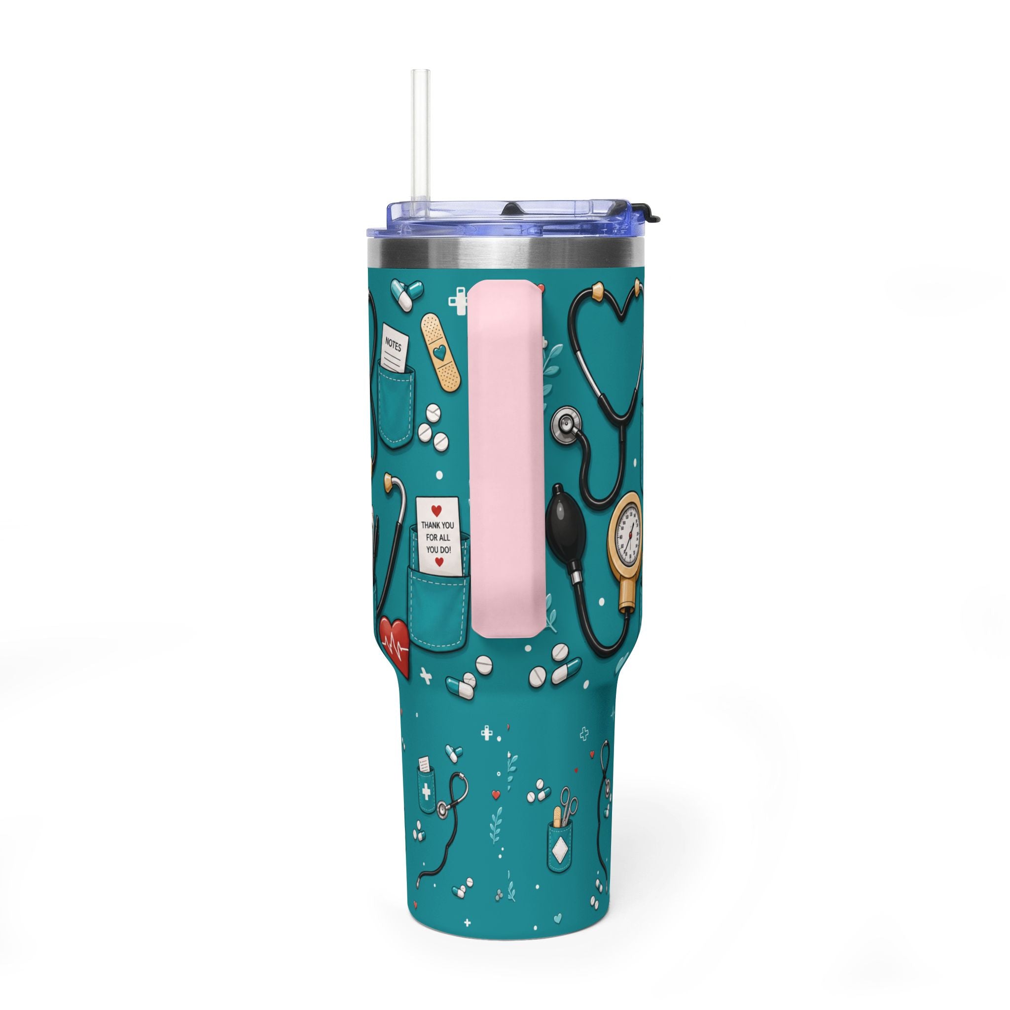 Nurse Nutrition 40oz Vacuum Tumbler – Medical Tools Pattern Insulated Travel Mug
