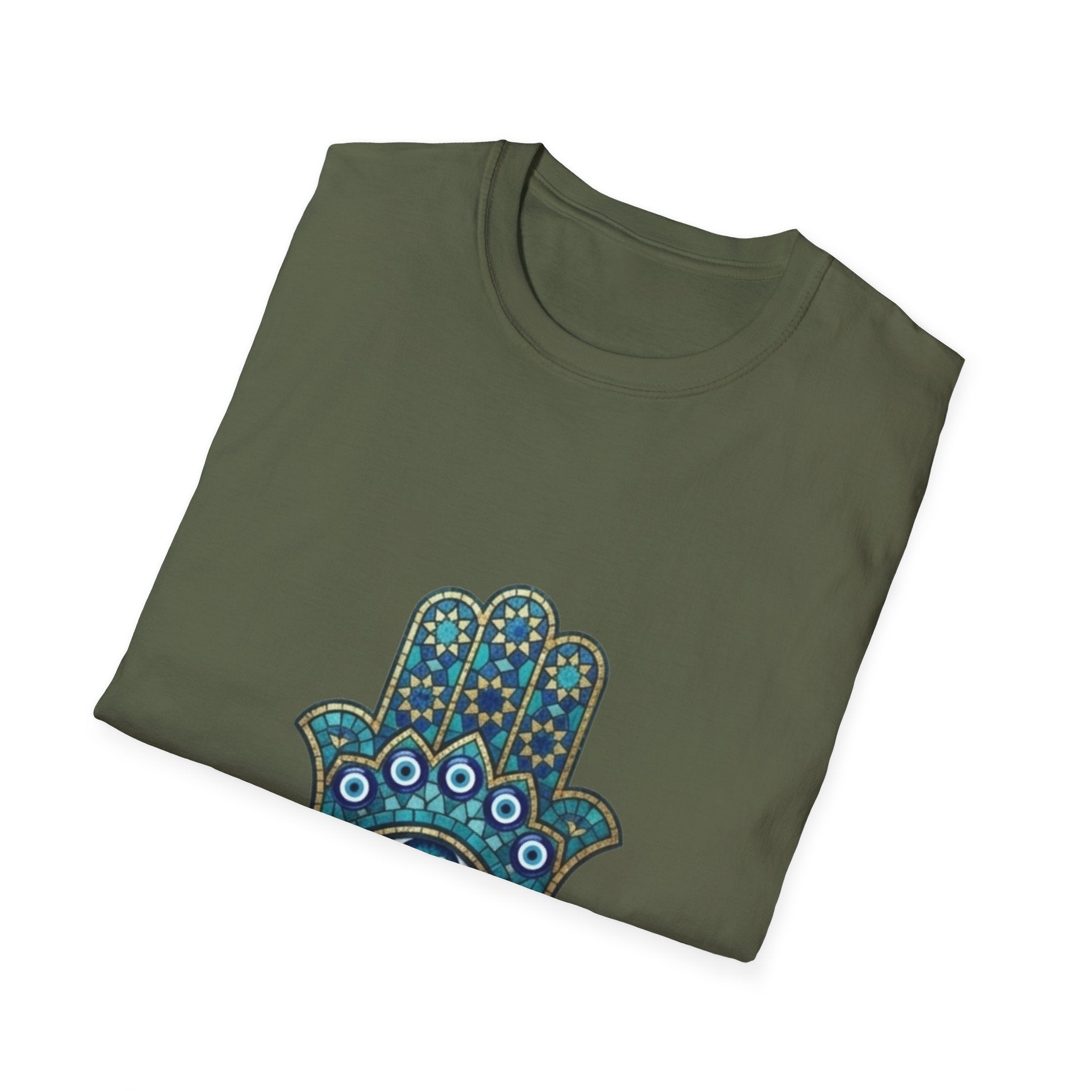Hamsa Hand Tee with Evil Eye Print — Protective Symbol T-Shirt