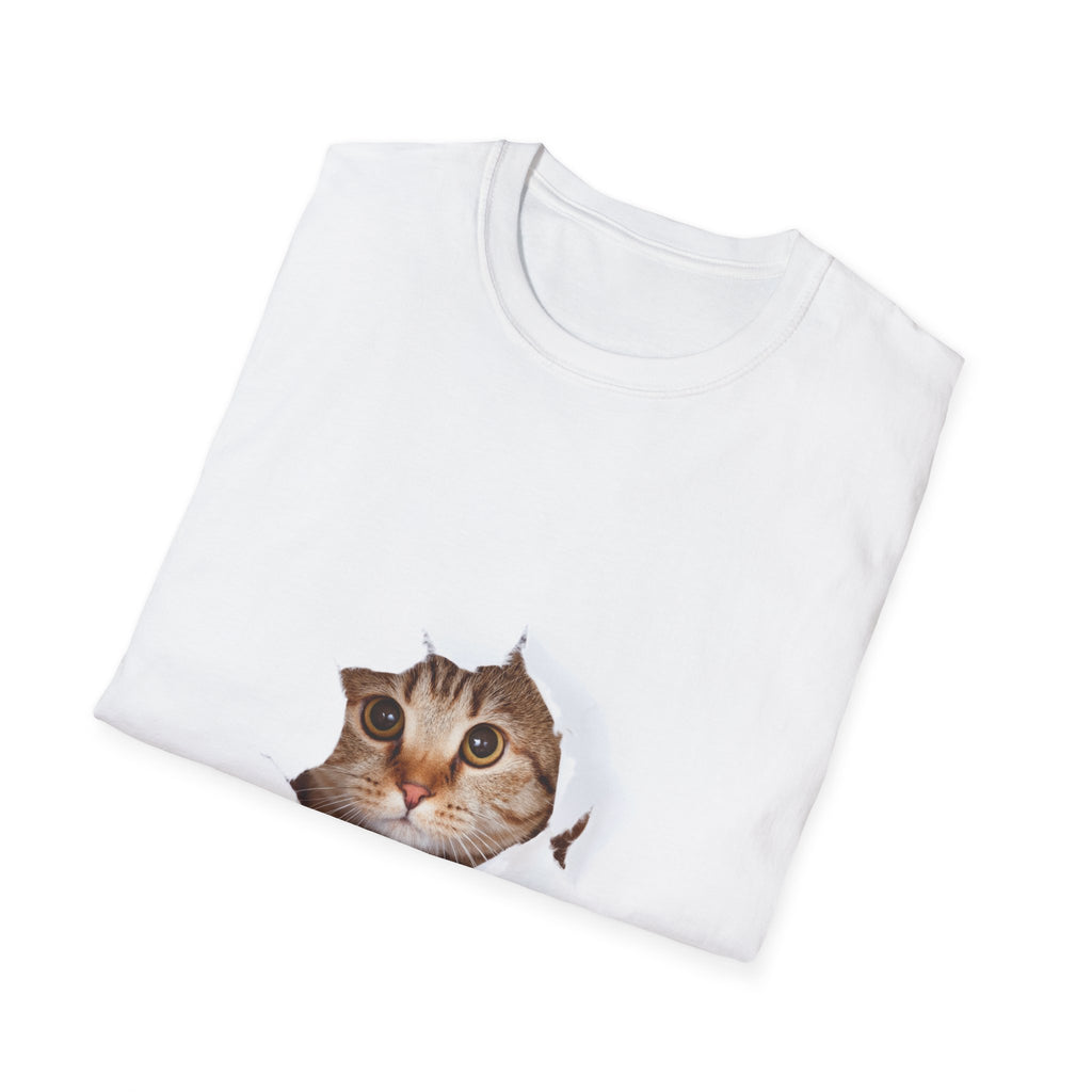 Cat Peeking Through Hole T-Shirt – Cute Cat Face Tee for Cat Lovers