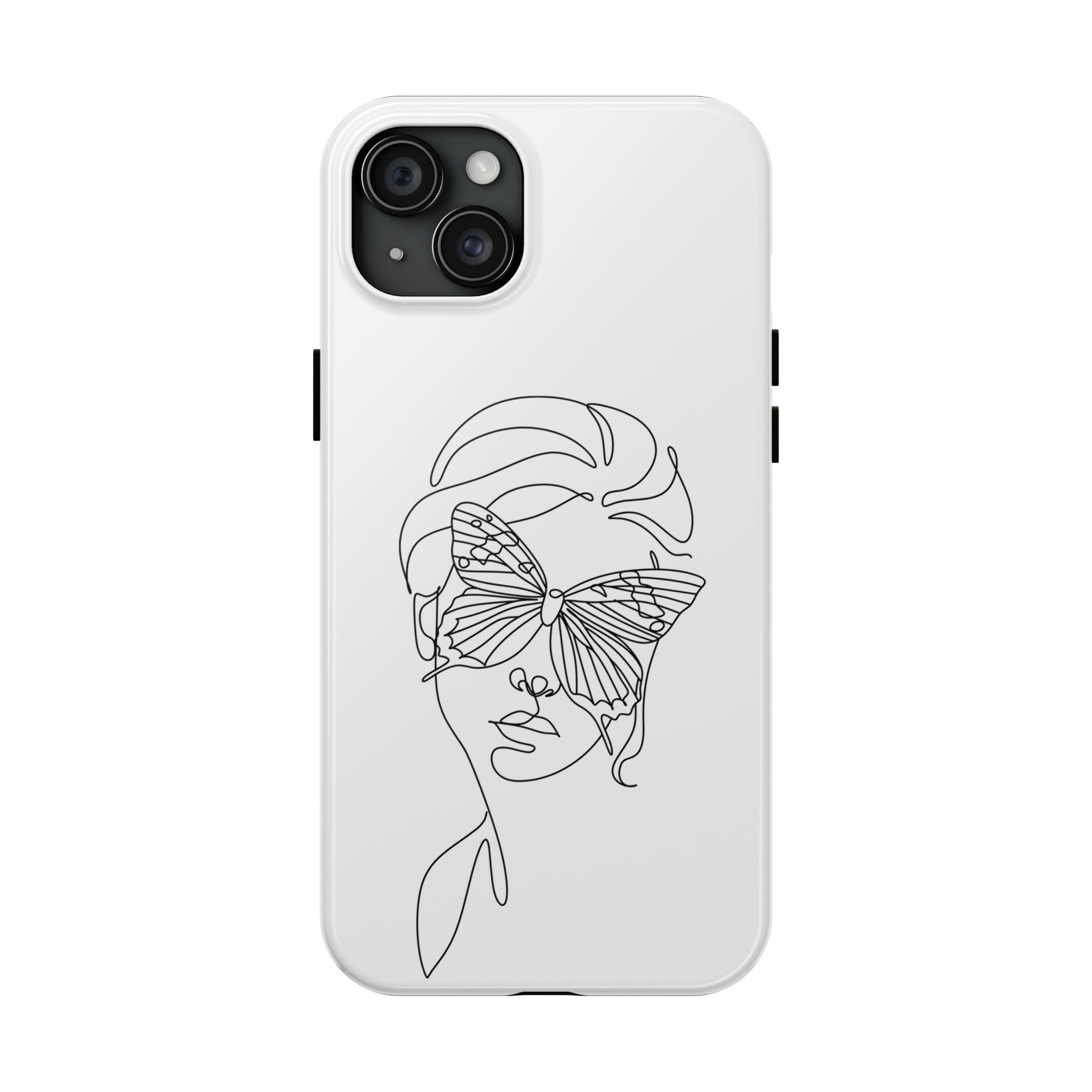 Butterfly Line Art Tough Phone Case — Minimalist Woman Face Design