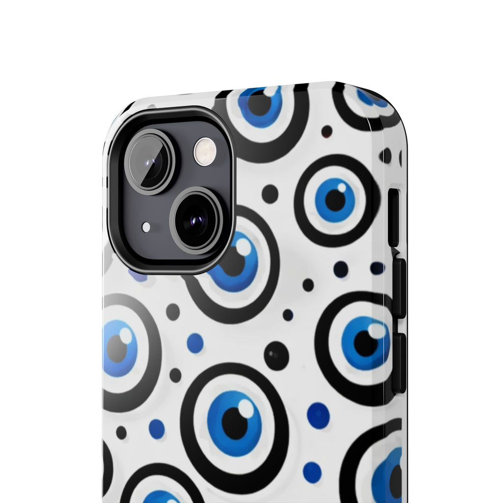 Blue Evil Eye Pattern Tough Phone Case — Protective Ceramic Nazar Design