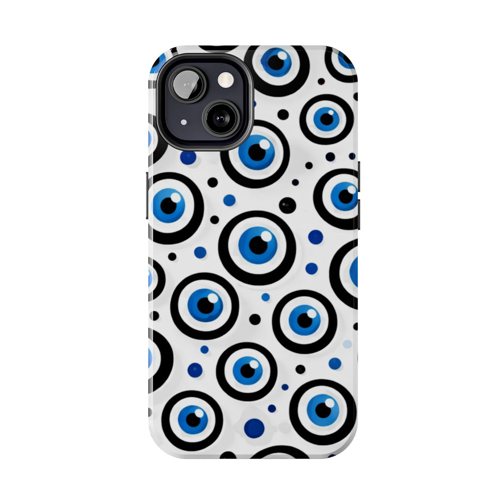 Blue Evil Eye Pattern Tough Phone Case — Protective Ceramic Nazar Design