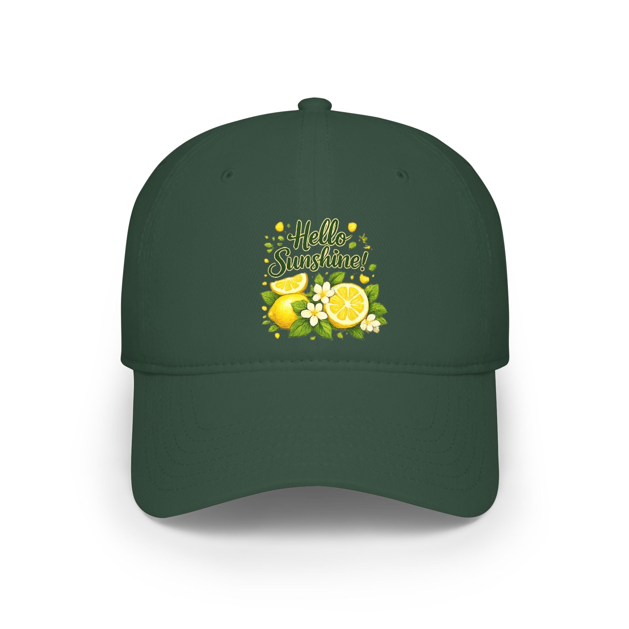 Hello Sunshine Lemon Dad Hat — Bright Floral Baseball Cap