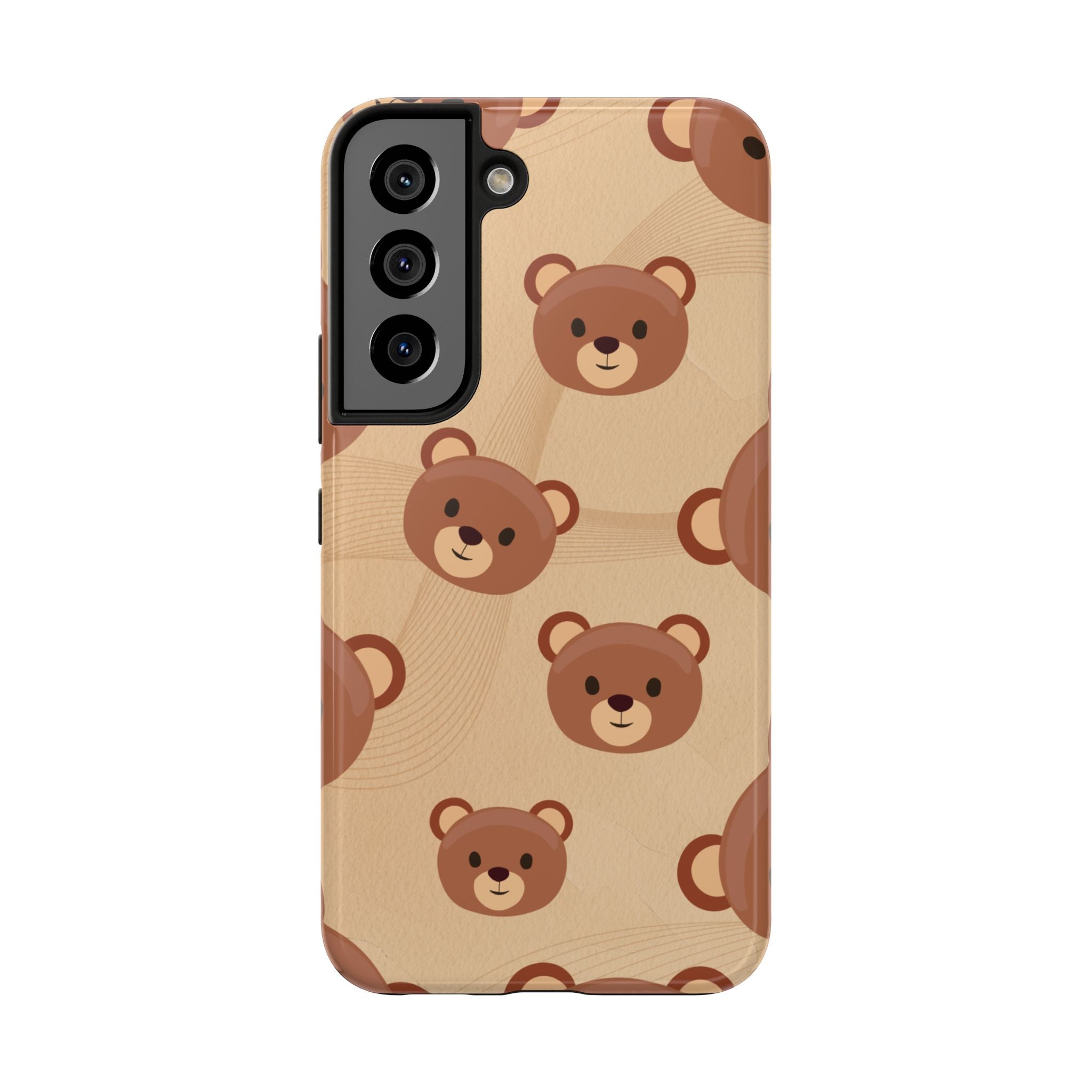 Bear Pattern Tough Phone Case — Cute Brown Bear Protective Phone Cover