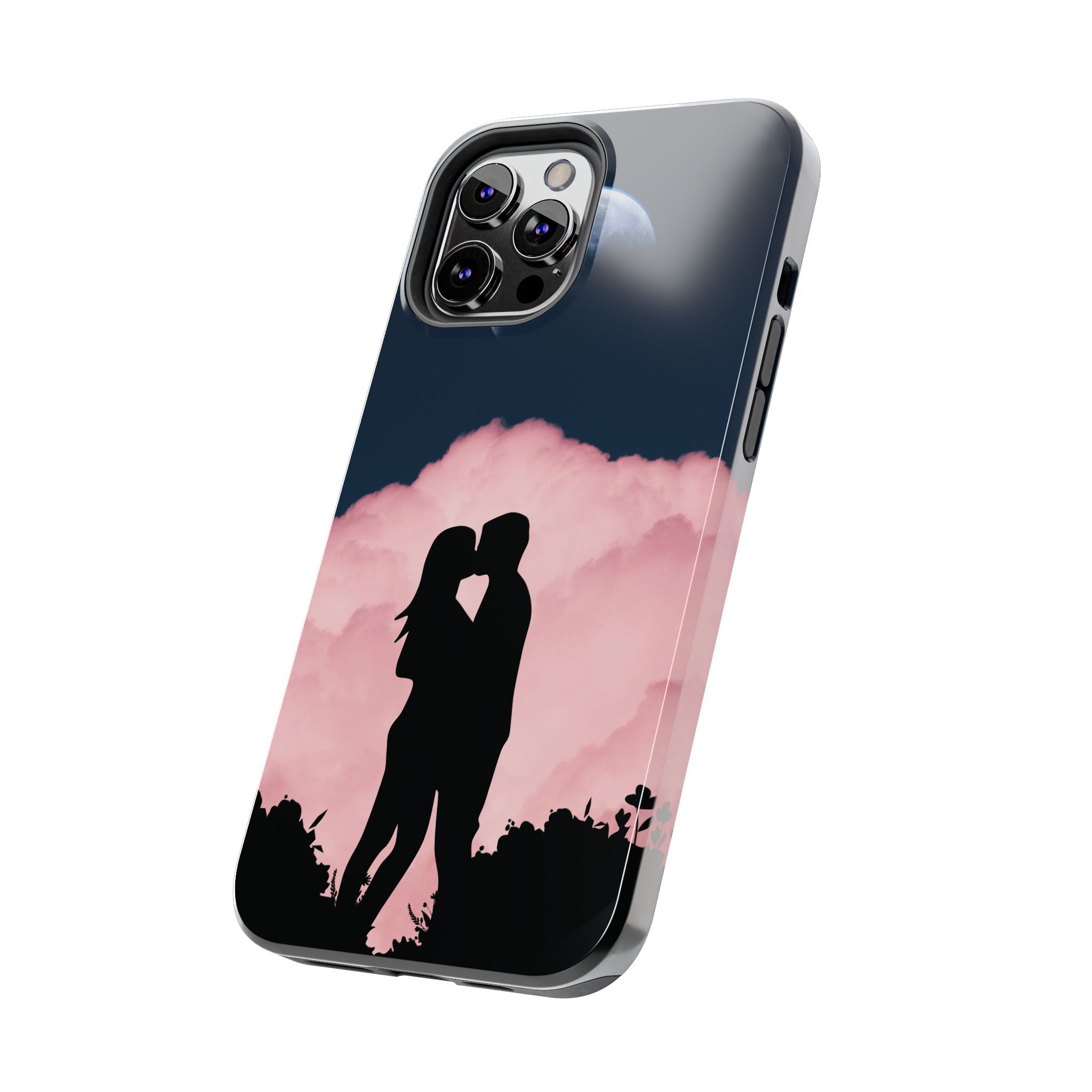 Tough Phone Case — Romantic Couple Silhouette with Moon & Pink Cloud