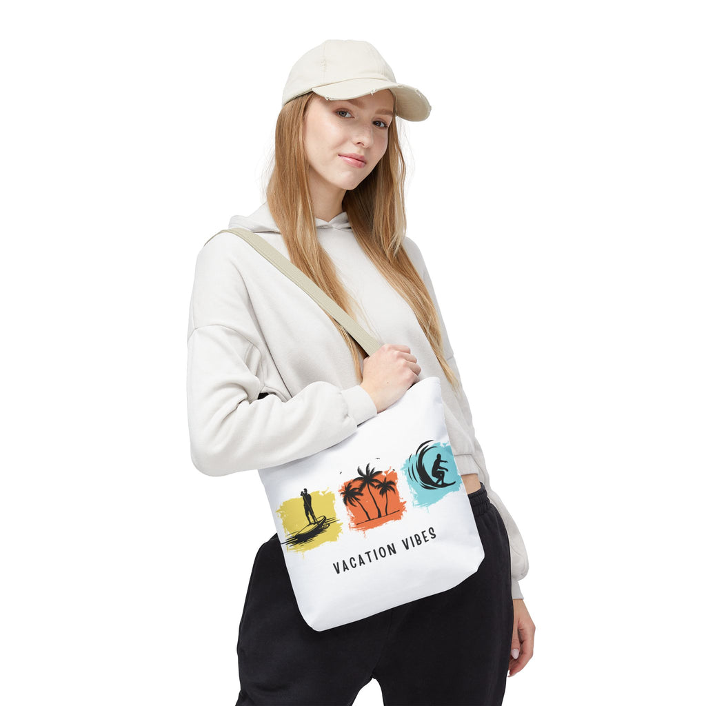 Vacation Vibes Tote Bag — Beach Palm Surf Graphic Tote
