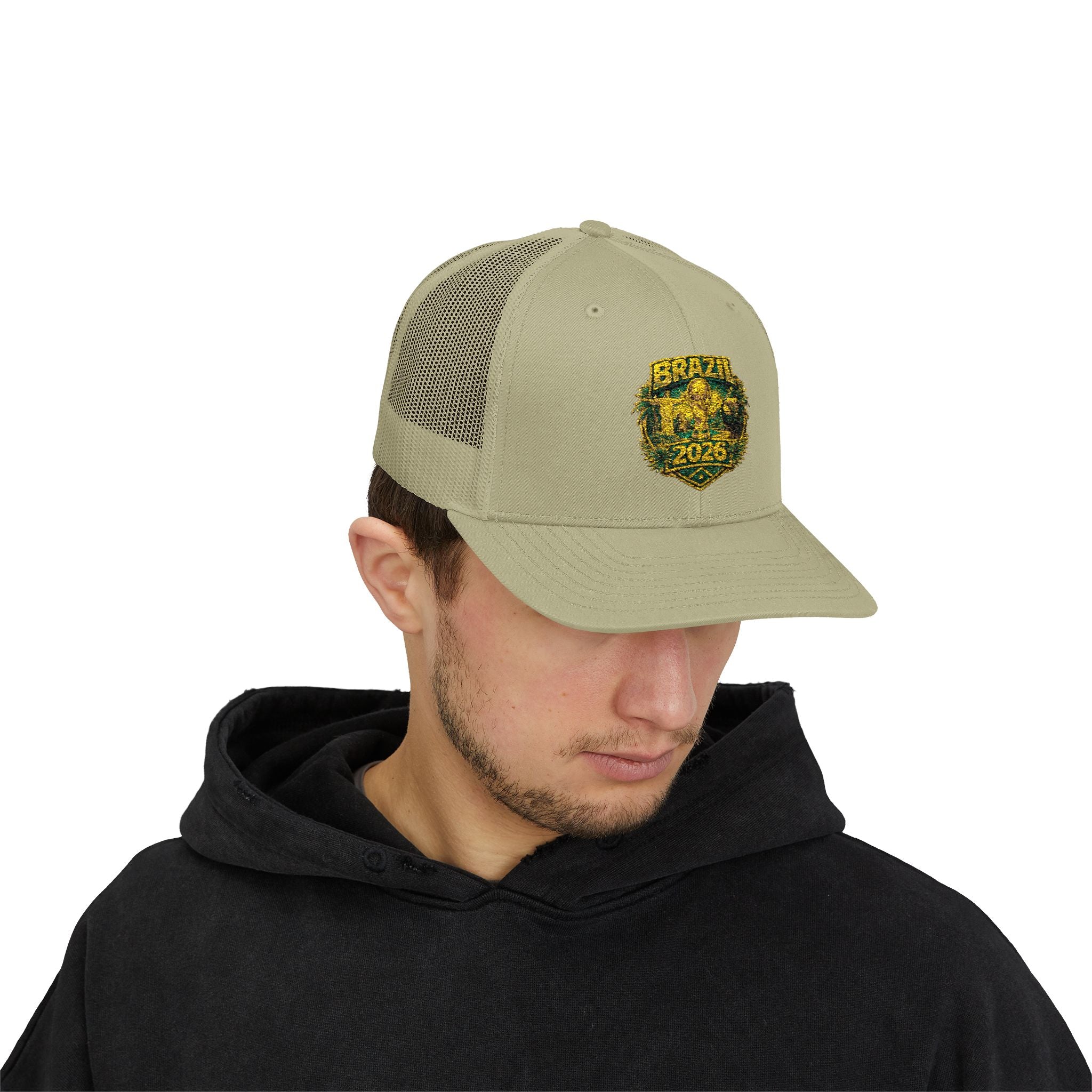 Brazil  Vintage Patch Trucker Cap — Rustic 2026 Crest Snapback