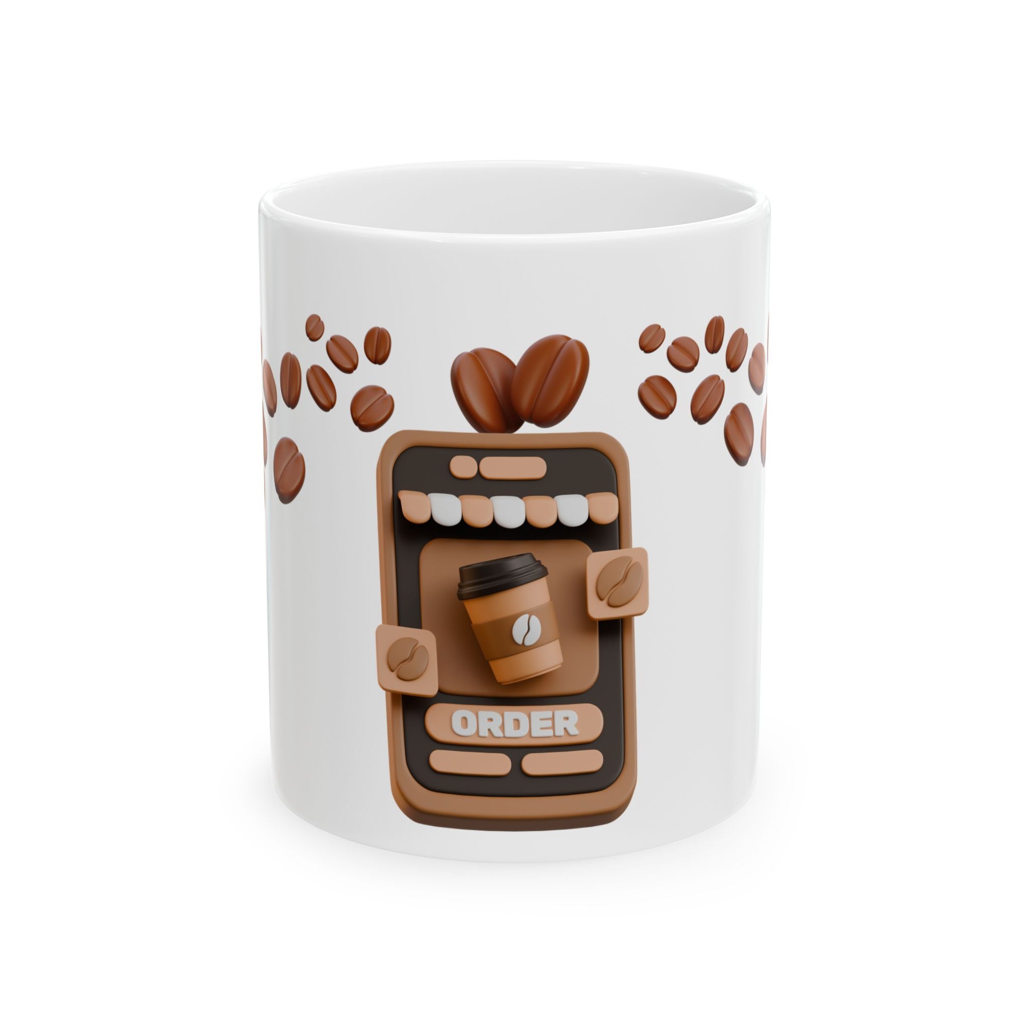 Coffee Order Ceramic Mug — Cute Coffee Phone Design (11oz & 15oz)