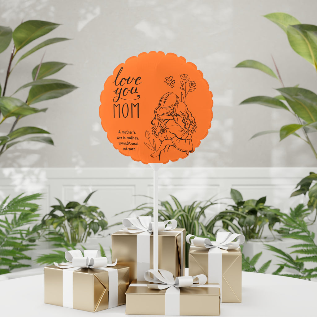 Love You Mom 11" Round Balloon — Mother's Day Heartfelt Mom & Child Design