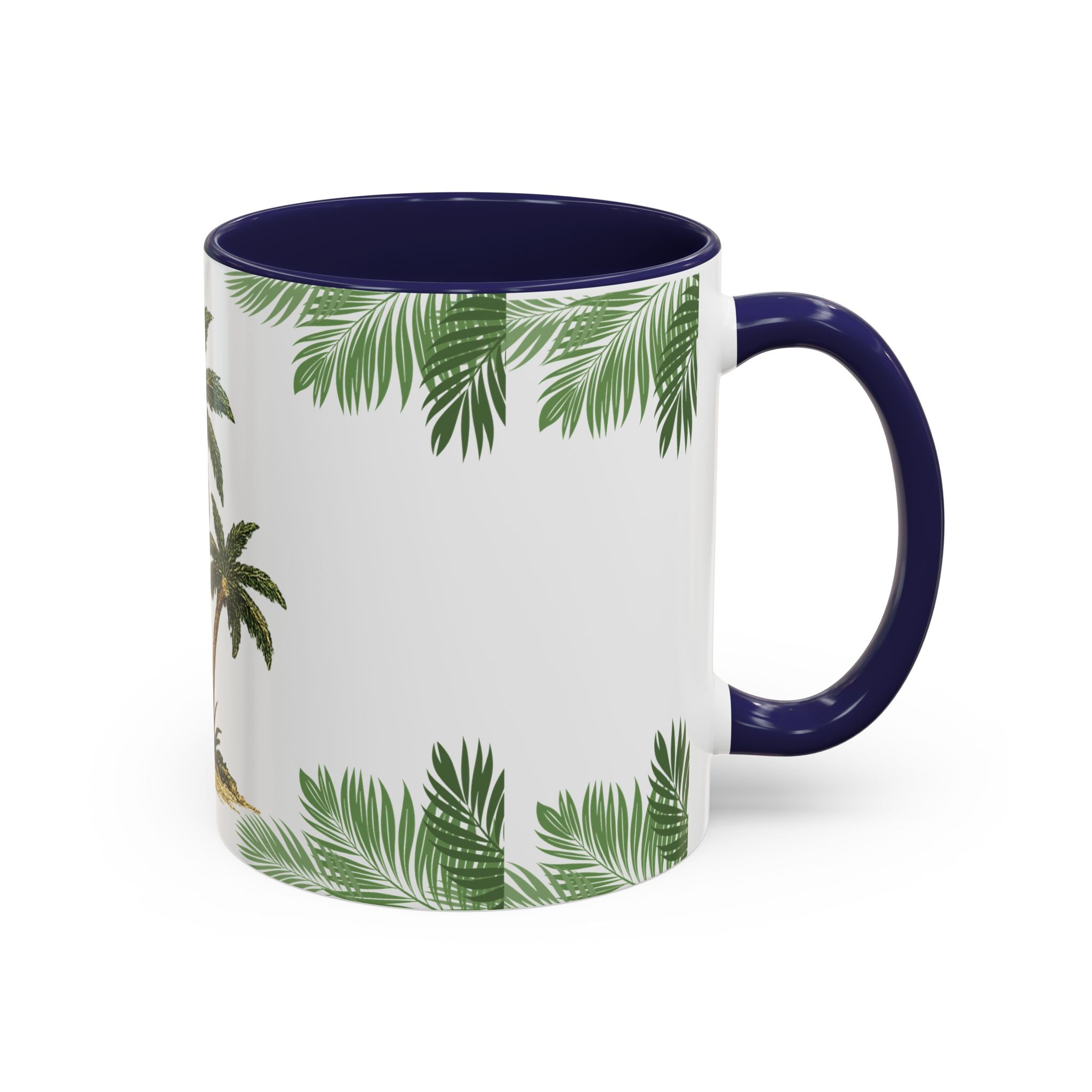 Tropical Palm Coffee Mug — Beachy Accent Mug with Palm Leaves (11oz)
