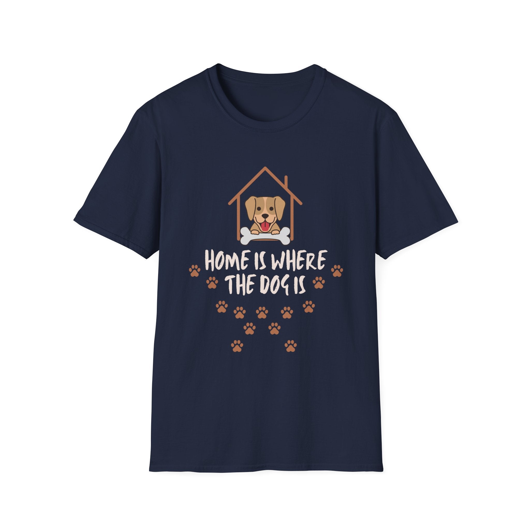Dog Lover T-Shirt — "Home Is Where The Dog Is" Paw Print Tee