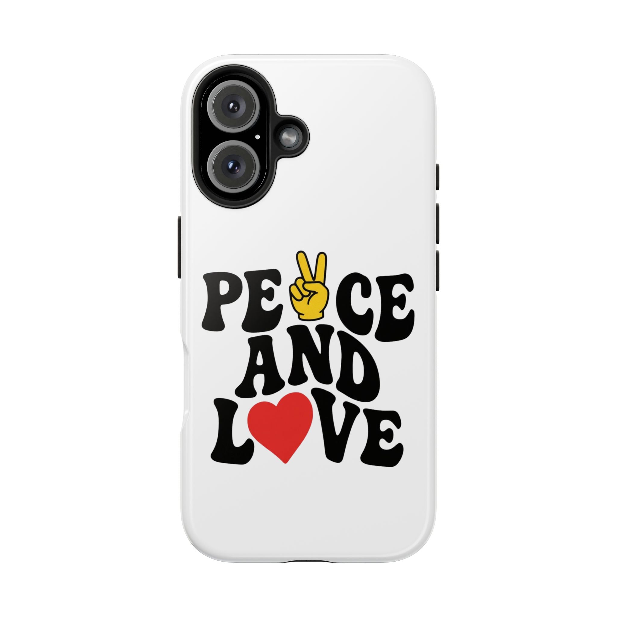 Peace and Love Tough Phone Case — Retro Peace Sign & Heart Protective Cover