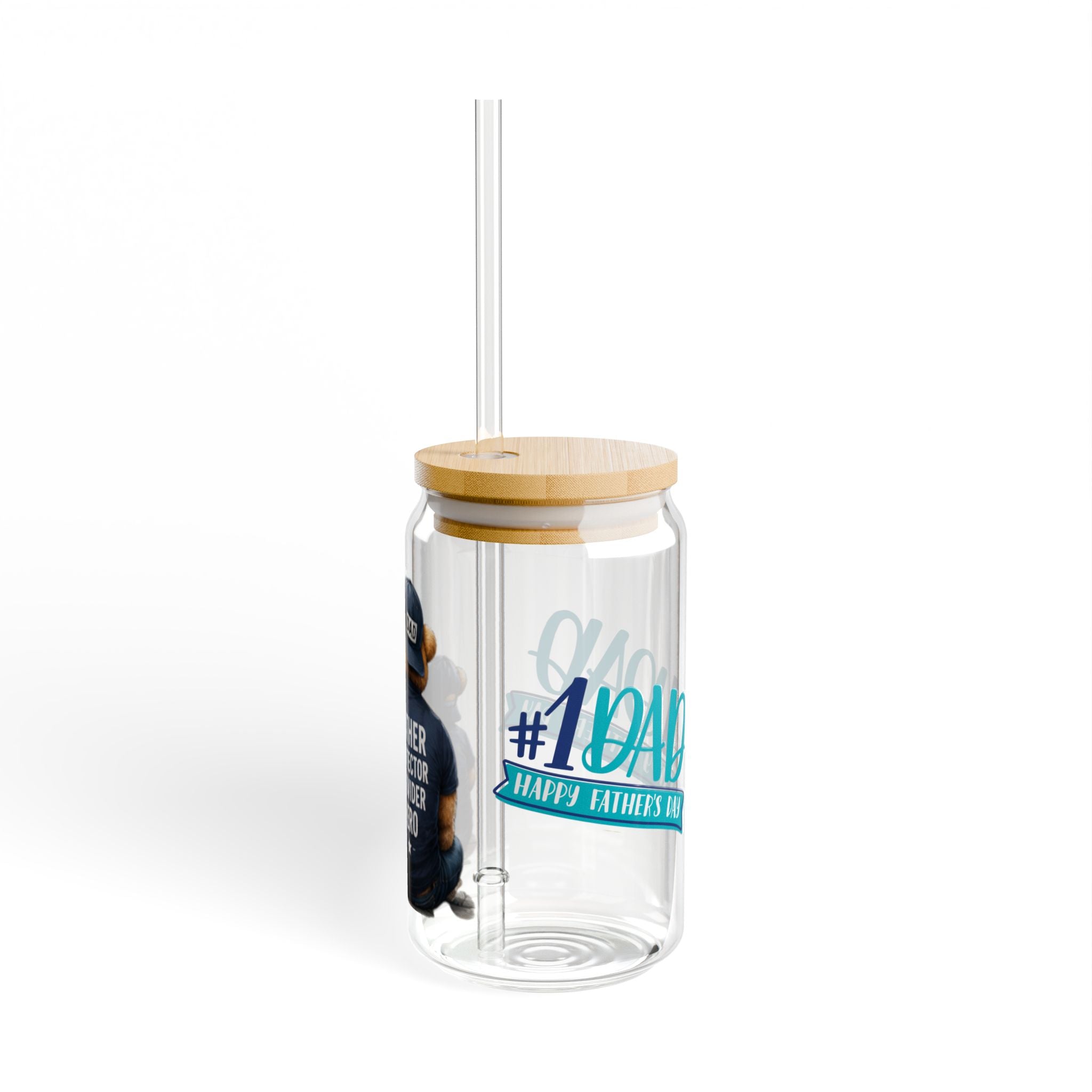 Super Dad 16oz Sipper Glass with Straw — Father's Day Gift