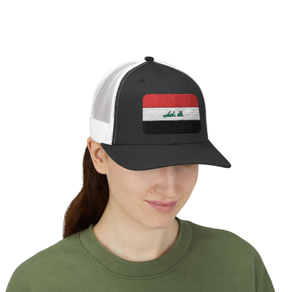 Iraq Flag Snapback Trucker Cap - Embroidered Iraqi Flag Mesh Hat
