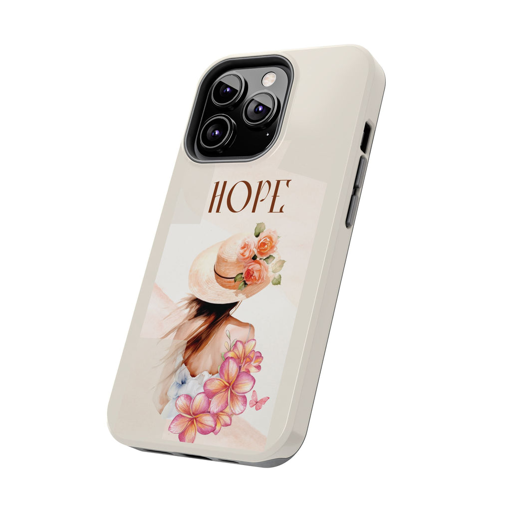 Hope Floral Tough Phone Case — Protective iPhone Case with Watercolor Girl & Flowers