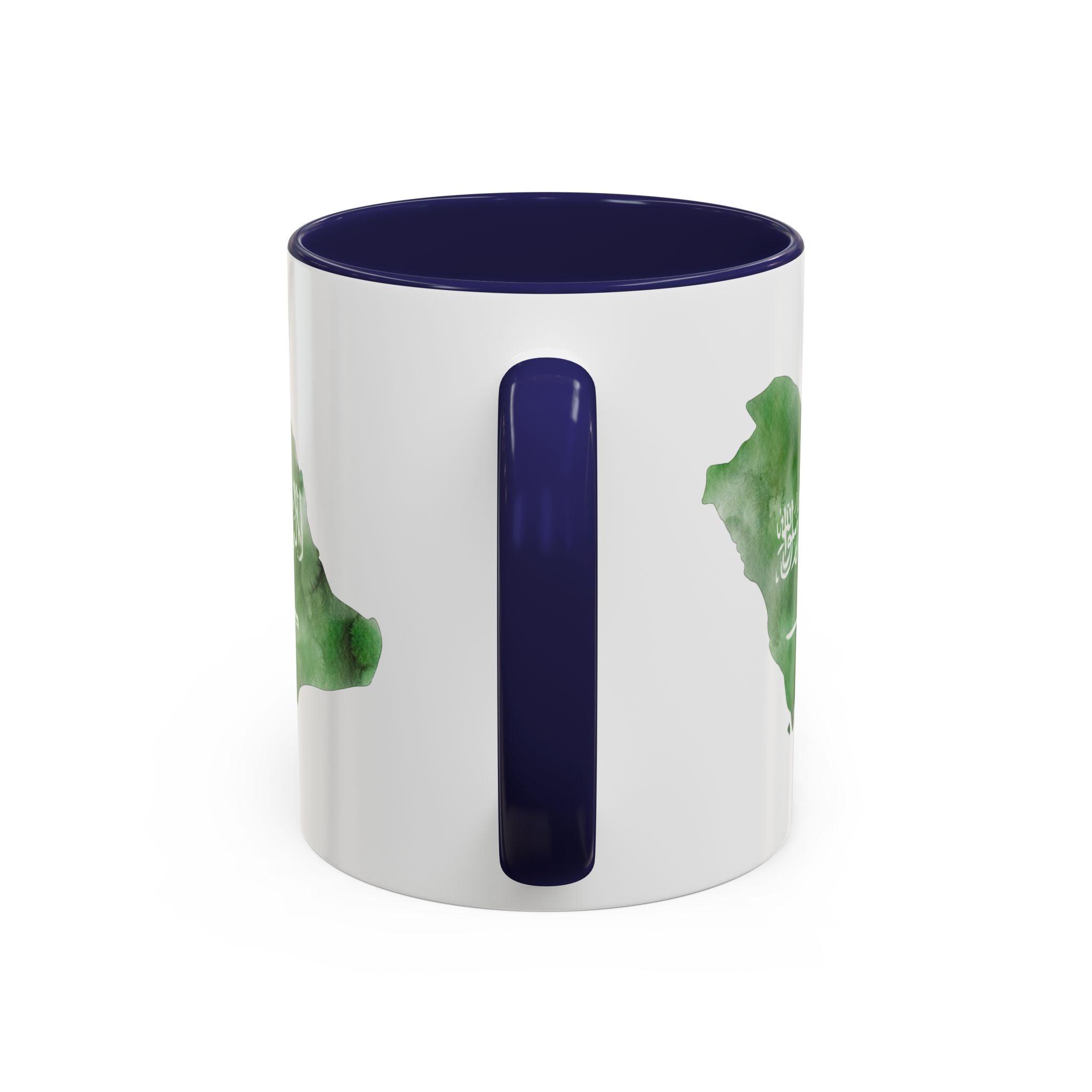 Saudi Arabia Flag Map Accent Coffee Mug — Green Watercolor Saudi Map (11/15oz)