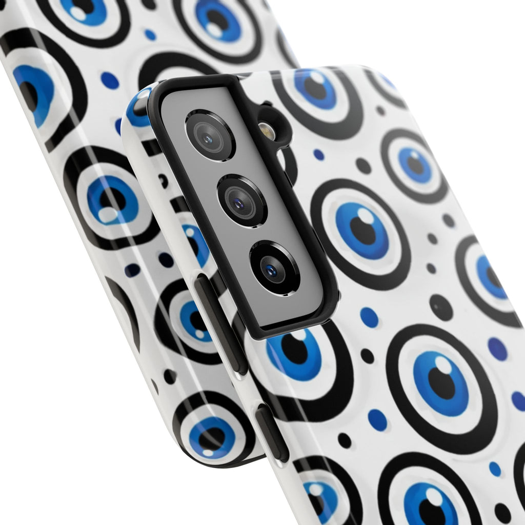 Blue Evil Eye Pattern Tough Phone Case — Protective Ceramic Nazar Design