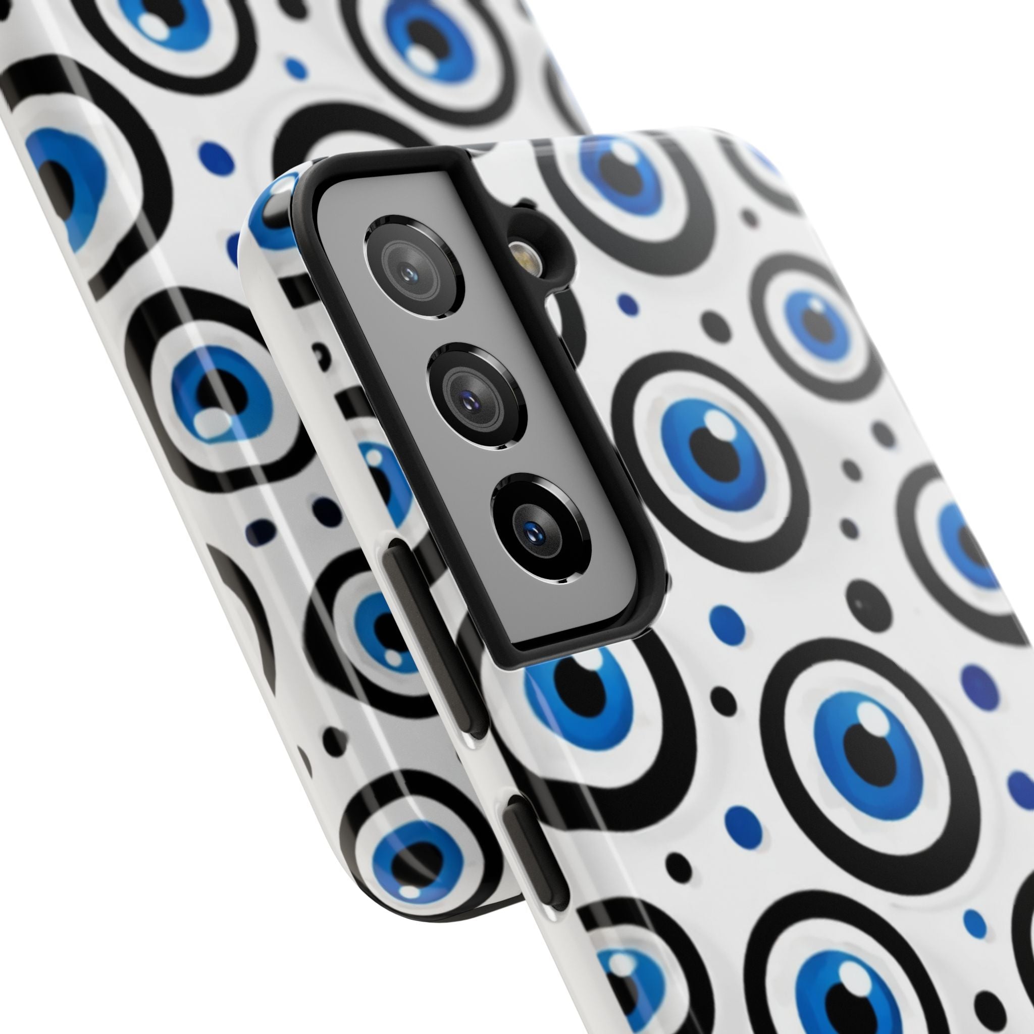 Blue Evil Eye Pattern Tough Phone Case — Protective Ceramic Nazar Design