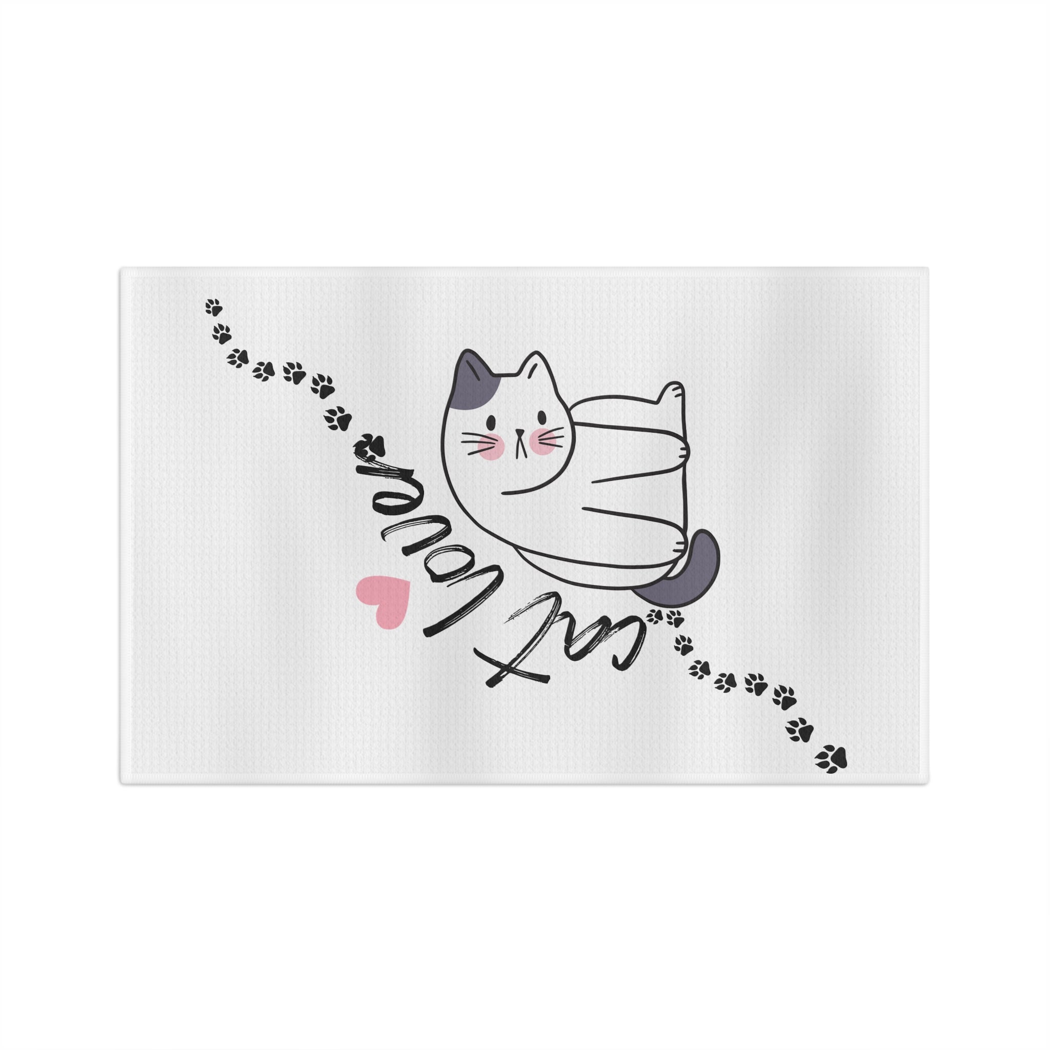 Cat Lover Tea Towel — Cute Paw Print Kitchen Dish Towel