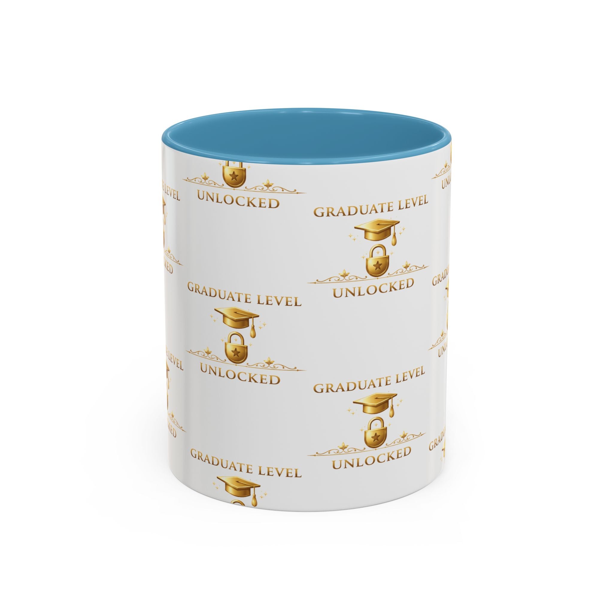 Graduation Level Unlocked Coffee Mug — Gold Cap Grad Gift (11/15oz)