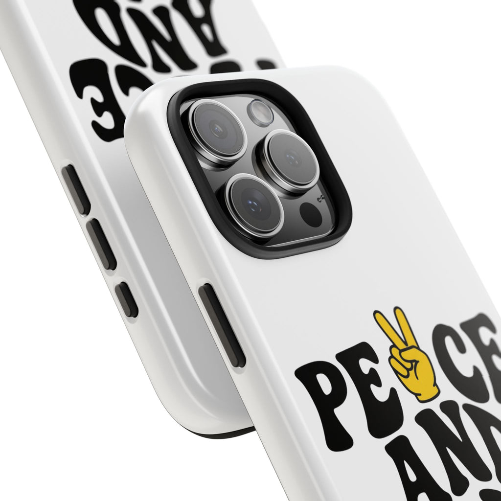 Peace and Love Tough Phone Case — Retro Peace Sign & Heart Protective Cover