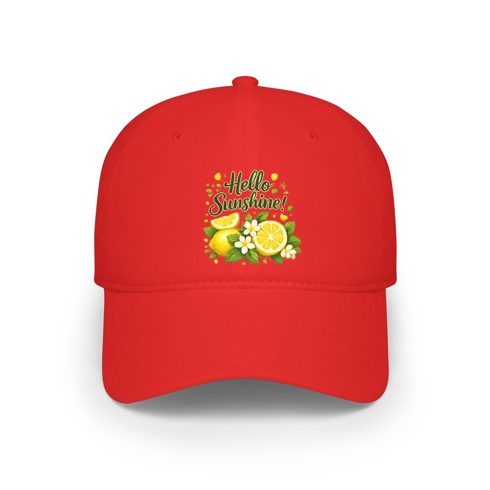 Hello Sunshine Lemon Dad Hat — Bright Floral Baseball Cap