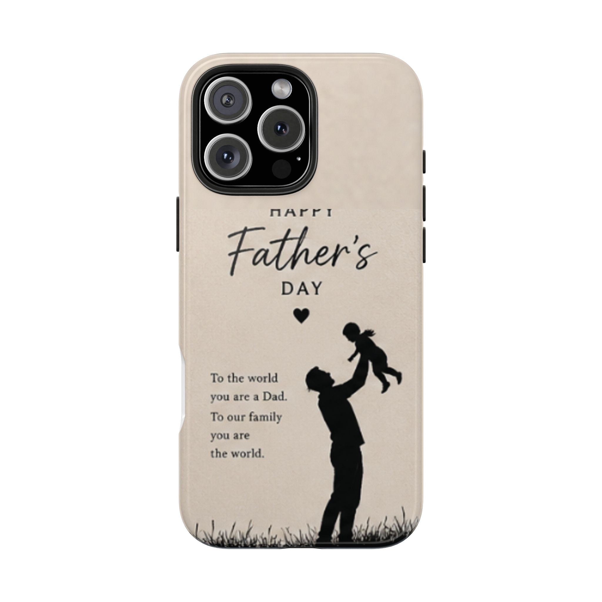 Father's Day Tough Phone Case — "Happy Father's Day" Silhouette Dad & Child Protective Cover