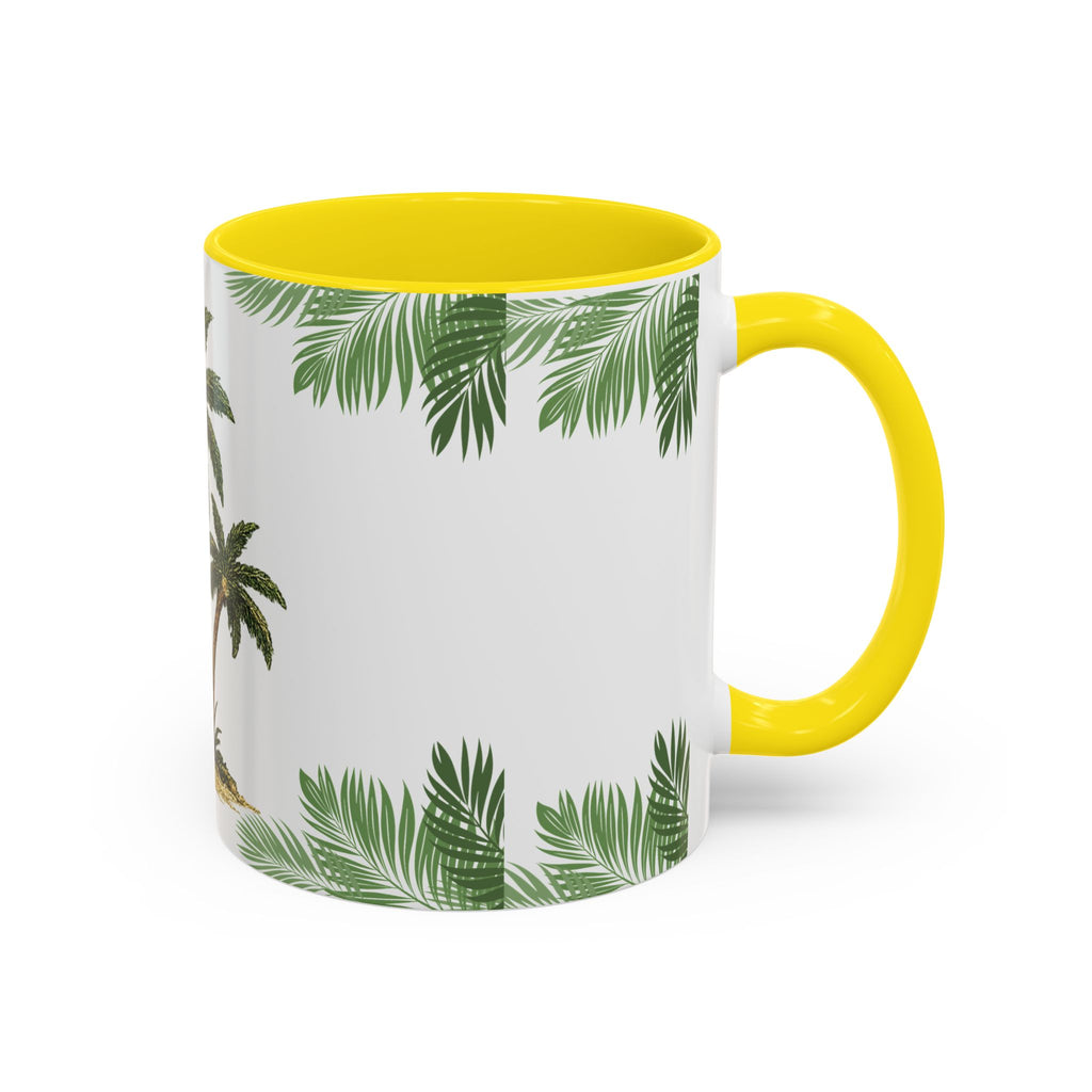 Tropical Palm Coffee Mug — Beachy Accent Mug with Palm Leaves (11oz)