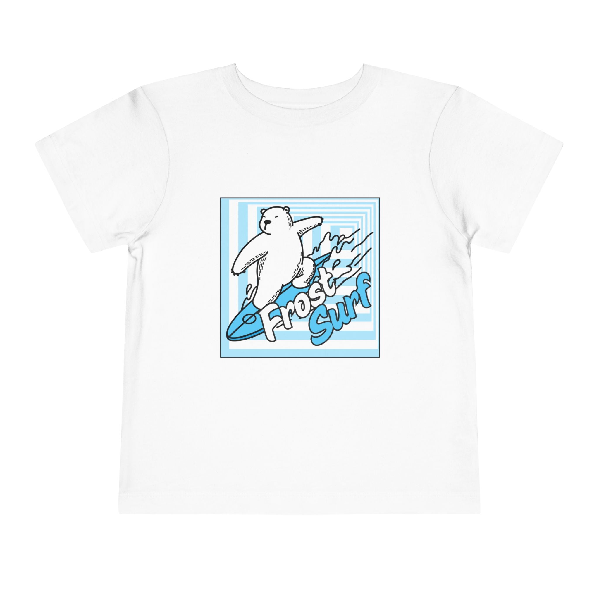 Frost Surf Polar Bear Toddler Tee — Cute Surfing Arctic Graphic Shirt