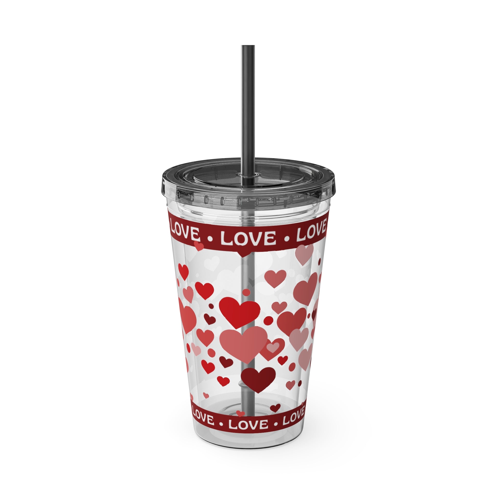 love Inspirational Work Vibes Tumbler — 16oz Sunsplash Tumbler with Straw