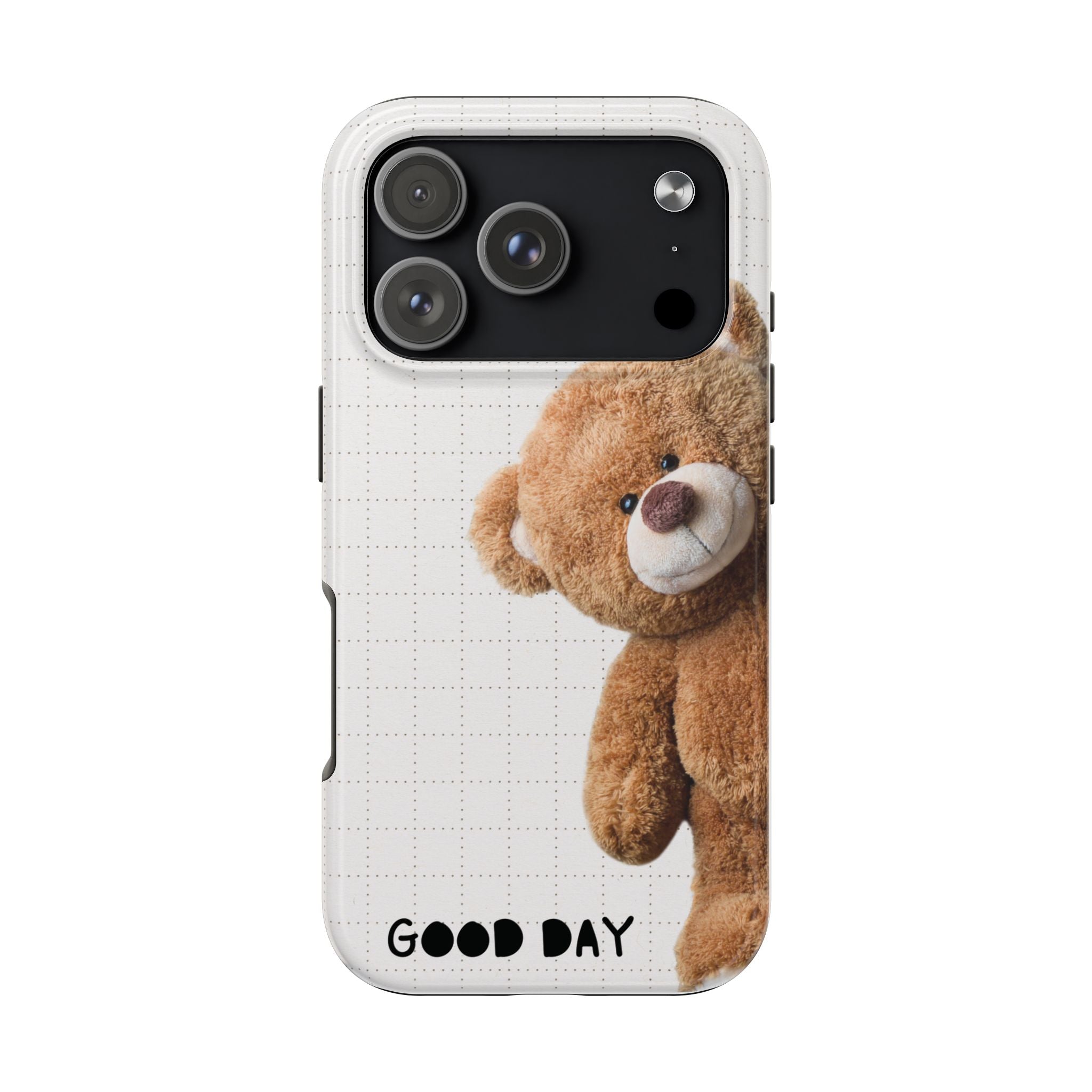 Teddy Bear Tough Phone Case — Cute Plush Peeking Design, Protective Shockproof Cover