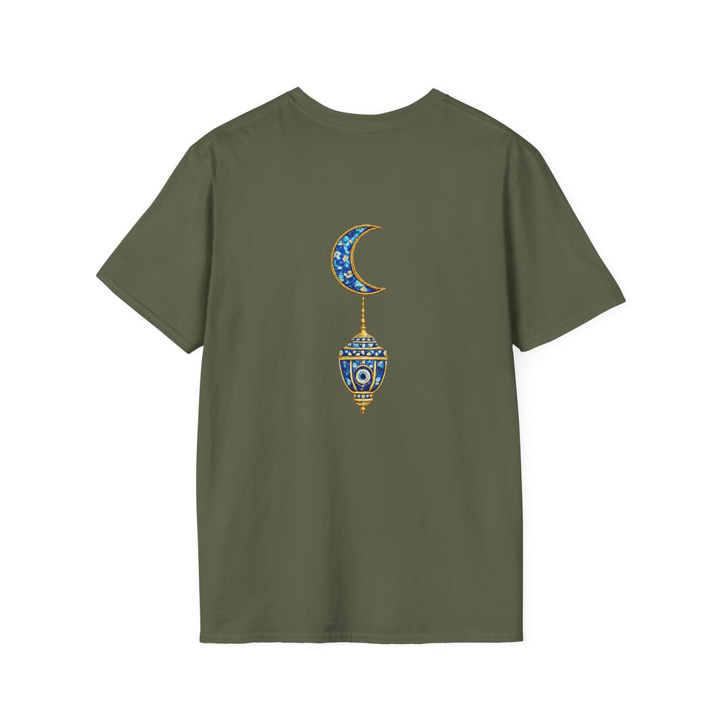 Evil Eye Crescent Lantern T‑Shirt — Protective Nazar Tee with Moon Lantern Design