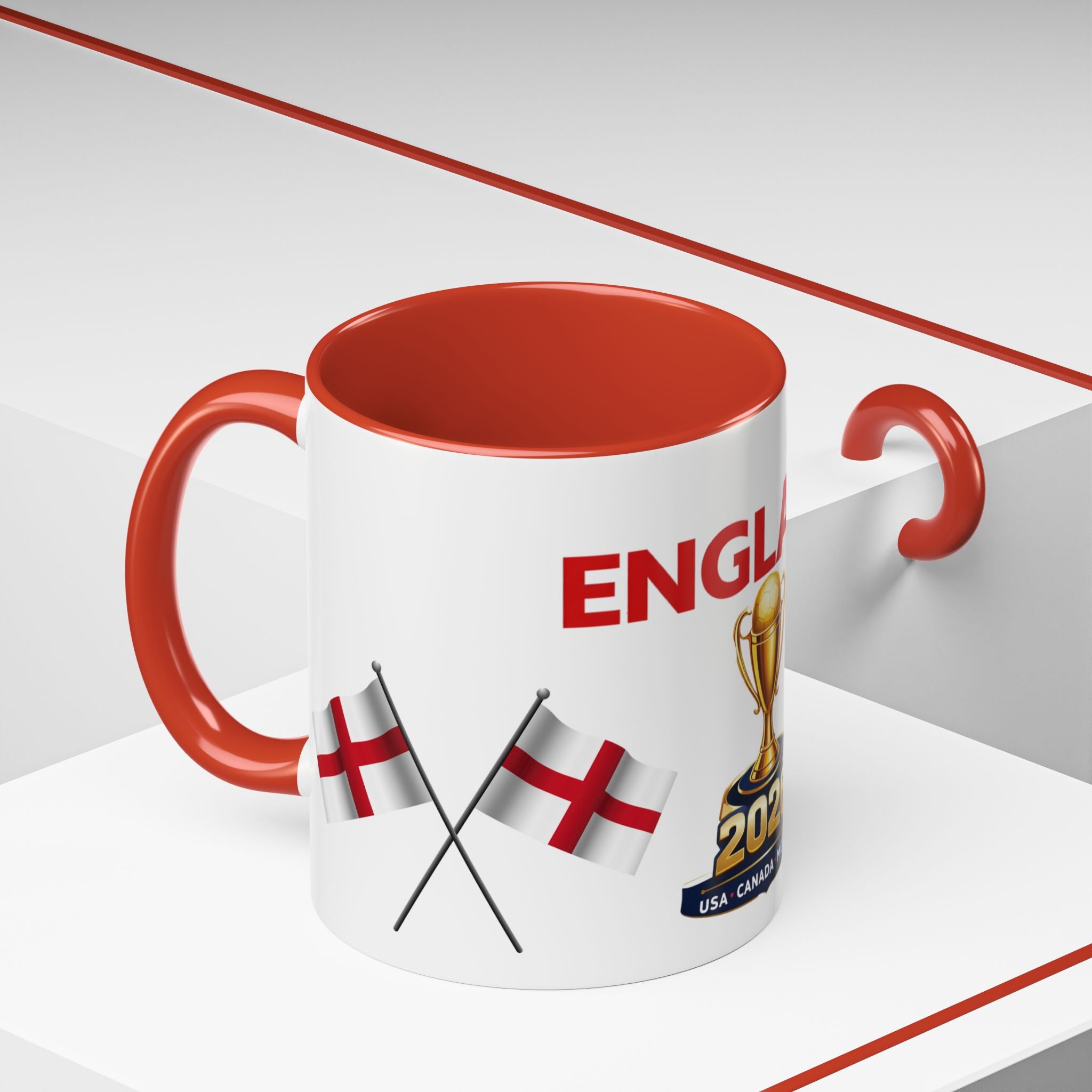 England 2026 Soccer Trophy Accent Coffee Mug — Cup Fan Gift (11/15oz)