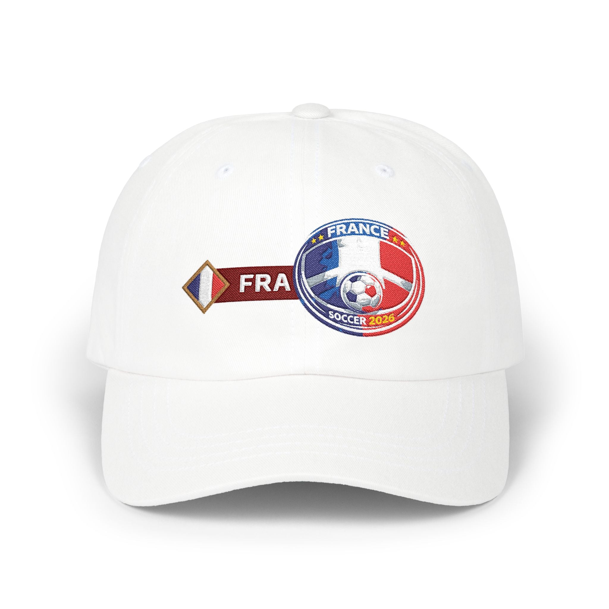 France Soccer Dad Cap — Embroidered French Flag Crest Hat