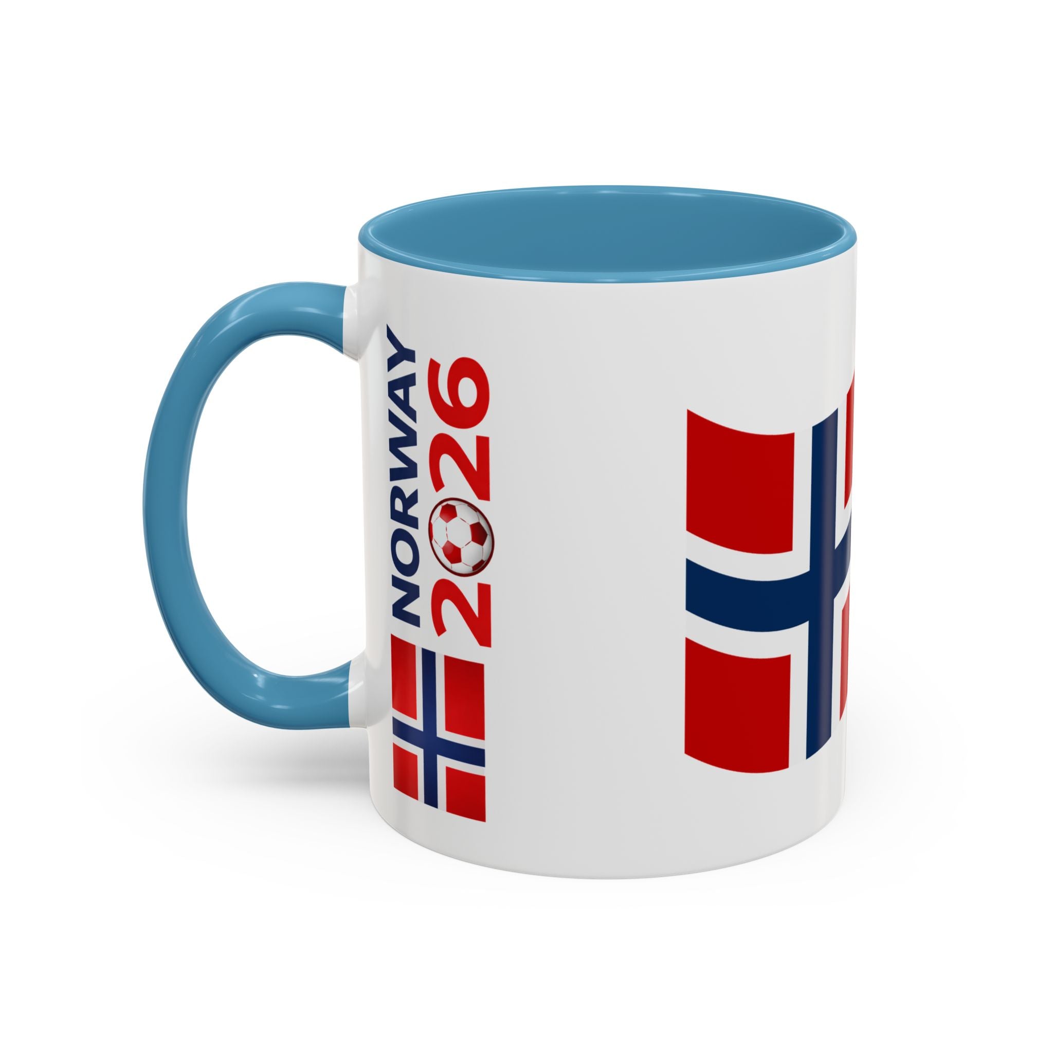 Norway Flag Accent Coffee Mug – Norway 2026 Soccer Fan Ceramic Mug (11/15oz)