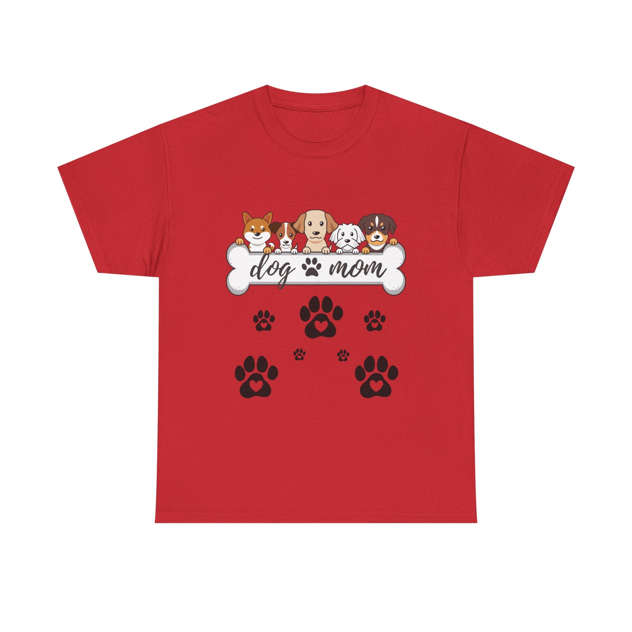 Dog Mom T-Shirt — Cute Paw Print & Cartoon Dogs Tee