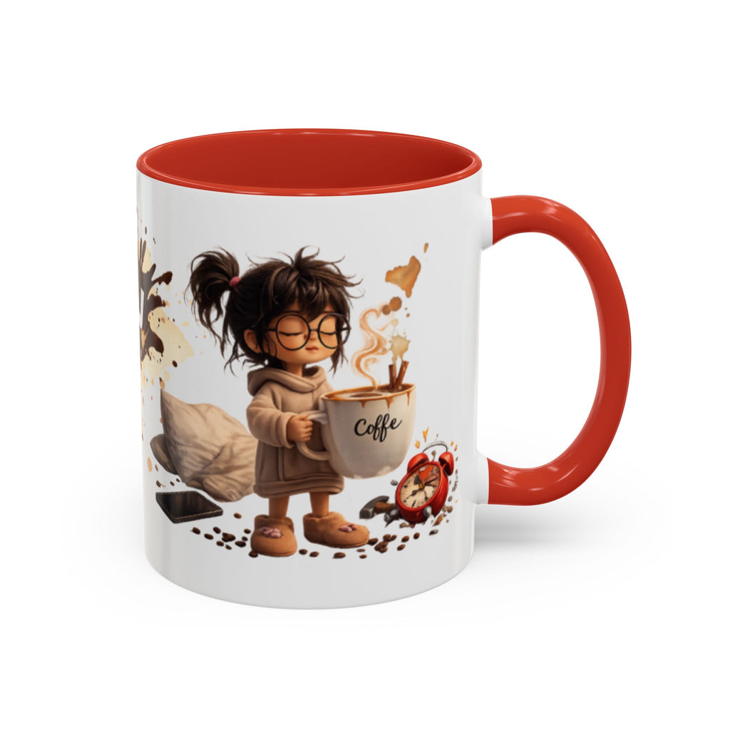 Cute Coffee Girl Accent Mug — Arabic Script Coffee Design (11/15oz)