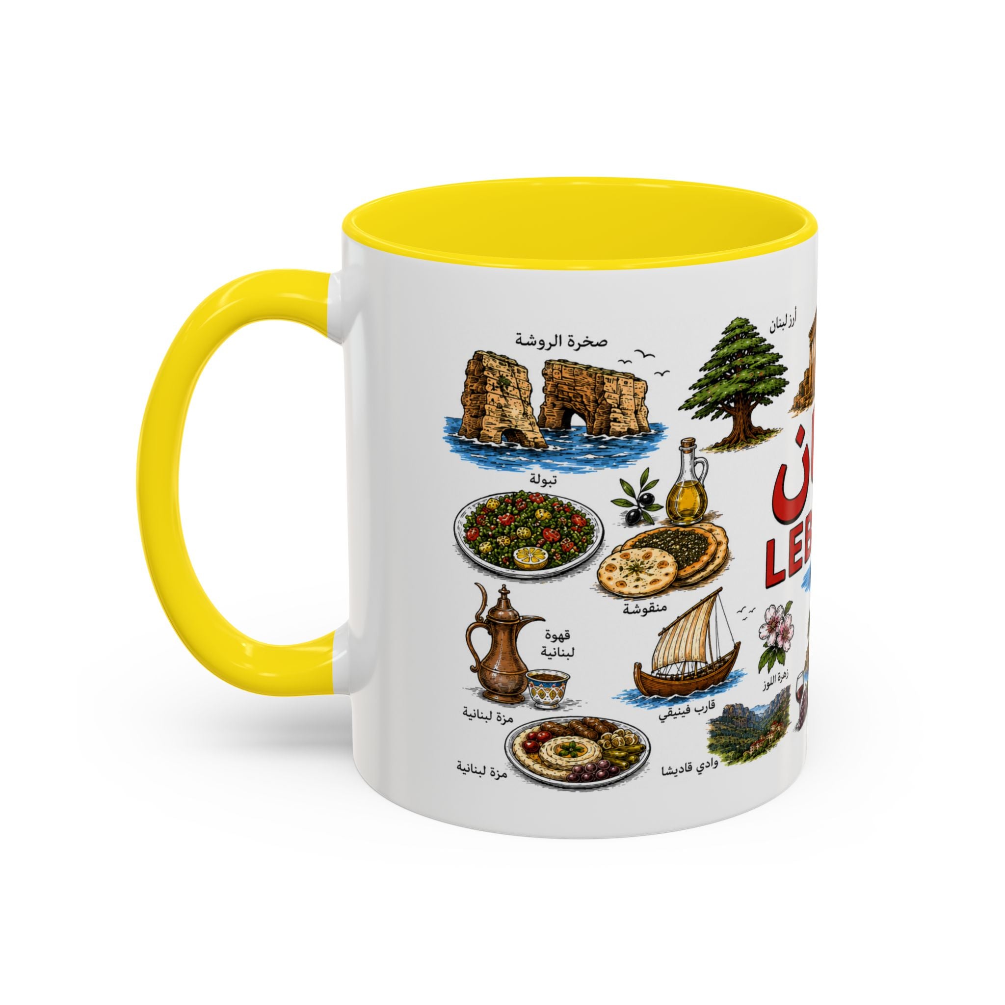 Lebanon Accent Coffee Mug – Vintage Lebanese Landmarks & Icons (11oz)
