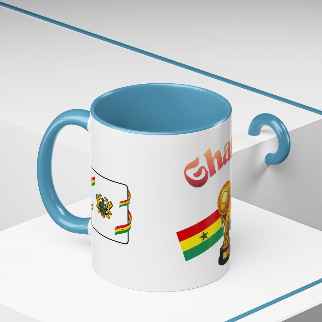 Ghana Soccer Trophy Accent Coffee Mug — Ghana Flag Football Cup Design (11/15oz)