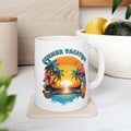 Summer Vibes Ceramic Mug – Tropical Sunset Palm Tree Coffee Cup (11oz/15oz)