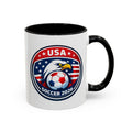 USA Soccer 2026 Accent Coffee Mug — Eagle & Flag Soccer Team Fan Gift (11/15oz)
