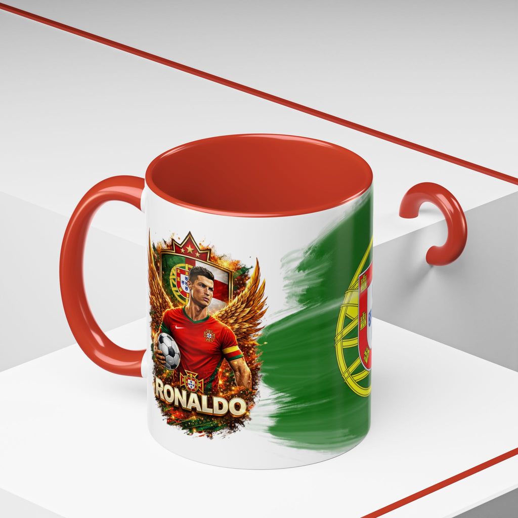 Portugal Flag Accent Coffee Mug — Painted Portuguese Crest Design (11/15oz)