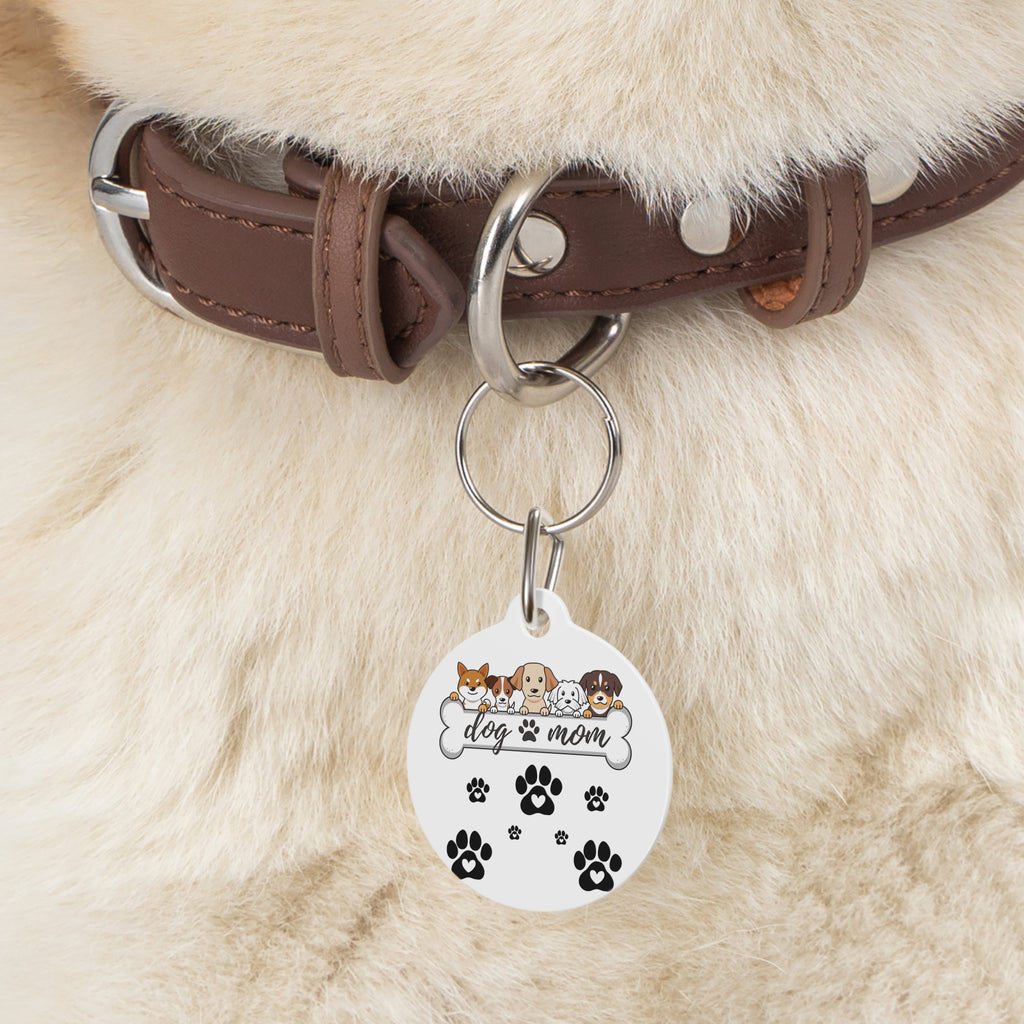 Dog Mom Pet Tag — Personalized Paw Print ID Tag