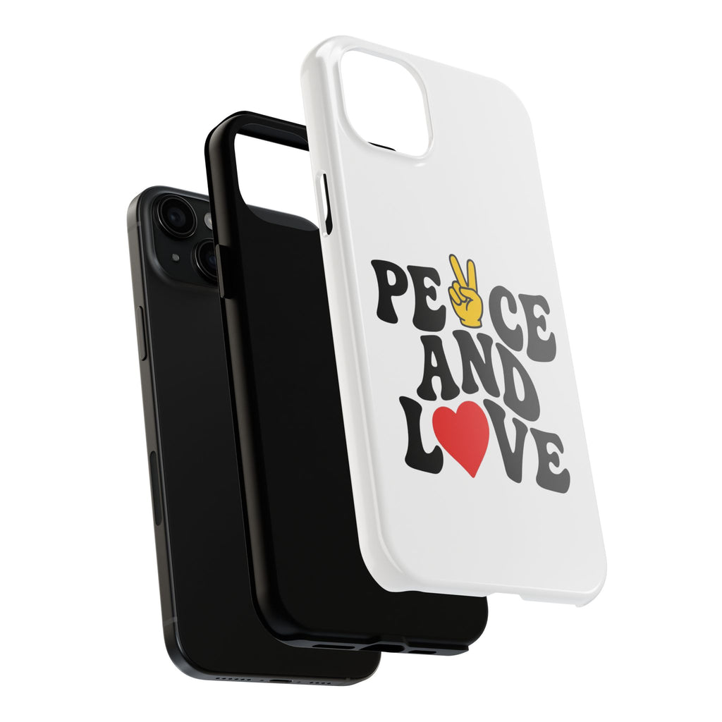 Peace and Love Tough Phone Case — Retro Peace Sign & Heart Protective Cover