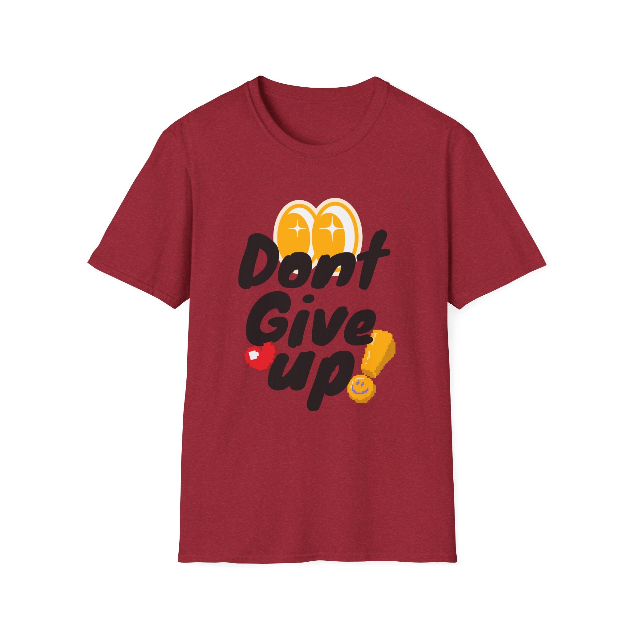 Don't Give Up T-Shirt — Motivational Graphic Tee with Positive Icons