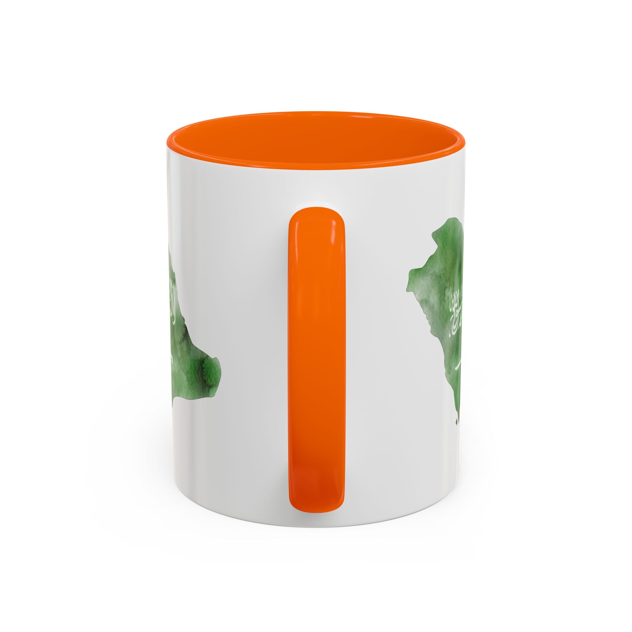 Saudi Arabia Flag Map Accent Coffee Mug — Green Watercolor Saudi Map (11/15oz)