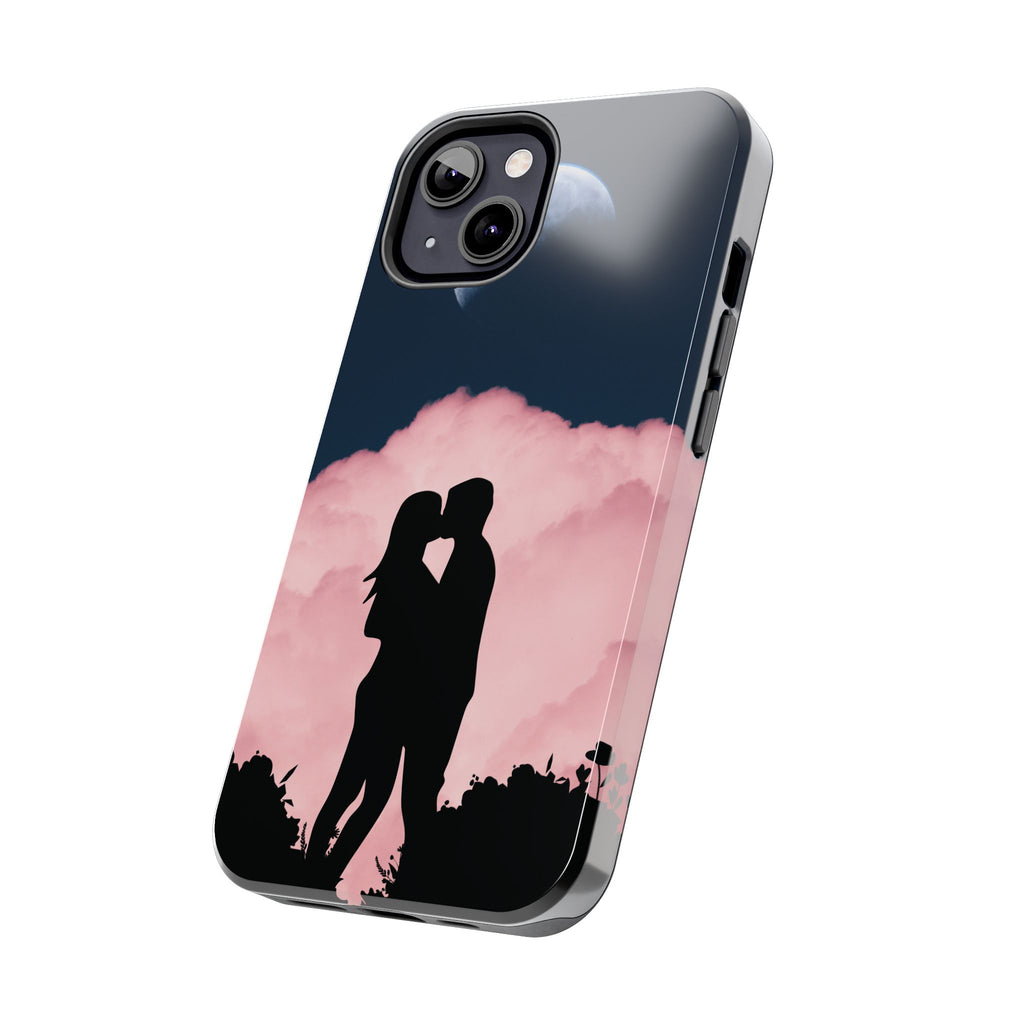 Tough Phone Case — Romantic Couple Silhouette with Moon & Pink Cloud