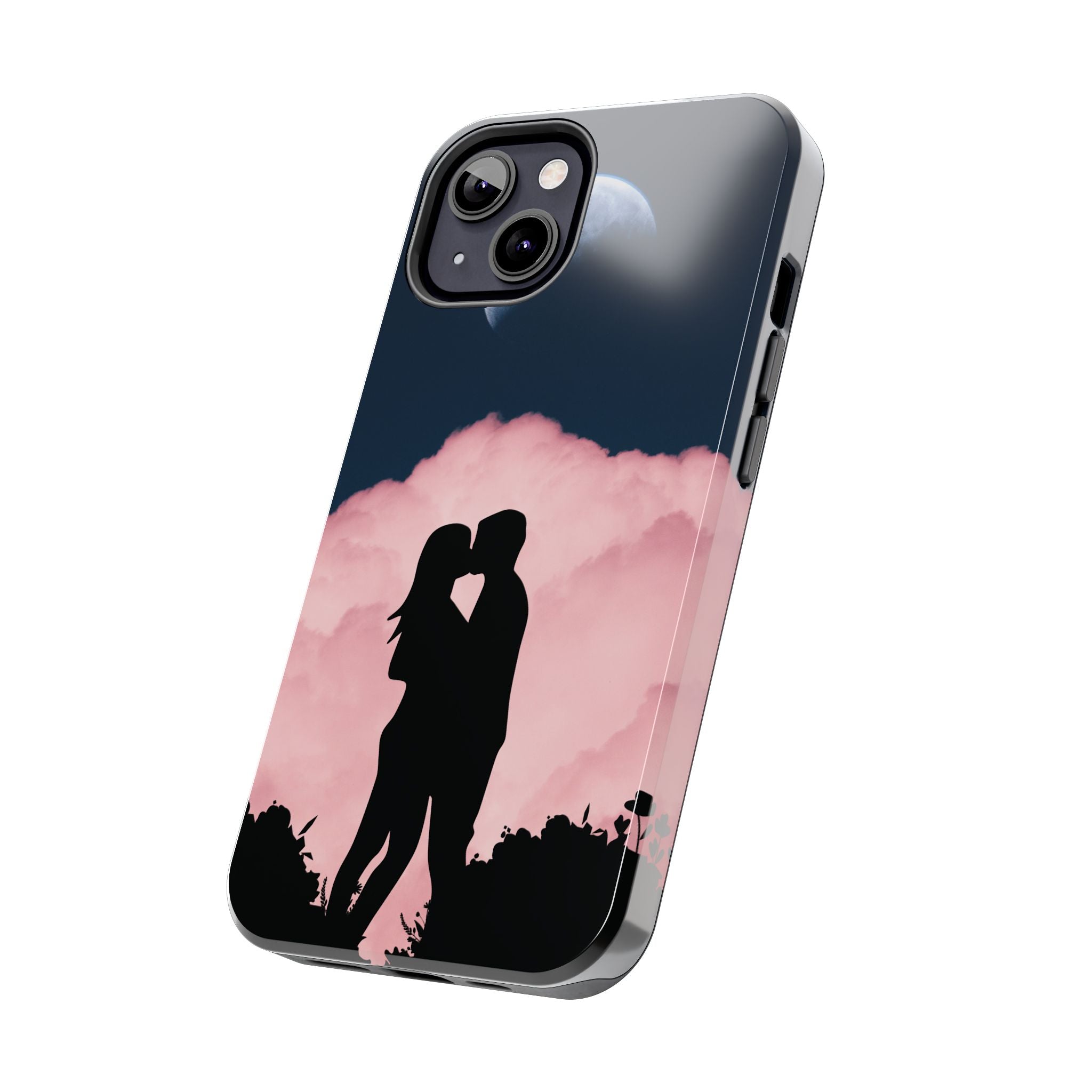 Tough Phone Case — Romantic Couple Silhouette with Moon & Pink Cloud