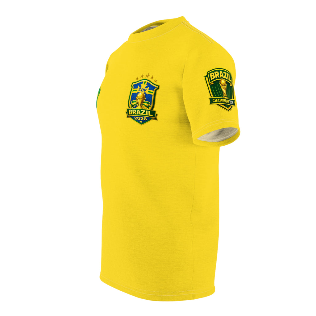 Brazil Flag Crest T-Shirt — Yellow Soccer Fan Tee